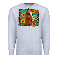 Heather Grey horse sunflowers turquoise wooden serape leopard Premium Sweatshirt - Artiststas