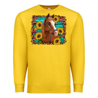 Lemon horse sunflowers turquoise wooden serape leopard Premium Sweatshirt - Artiststas