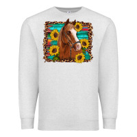Oatmeal Heather horse sunflowers turquoise wooden serape leopard Premium Sweatshirt - Artiststas