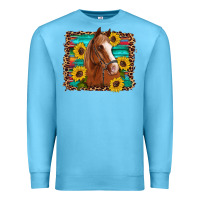 Ocean Blue horse sunflowers turquoise wooden serape leopard Premium Sweatshirt - Artiststas