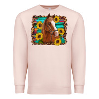 Pale Pink horse sunflowers turquoise wooden serape leopard Premium Sweatshirt - Artiststas