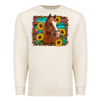 Sandshell horse sunflowers turquoise wooden serape leopard Premium Sweatshirt - Artiststas