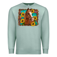 Seafoam horse sunflowers turquoise wooden serape leopard Premium Sweatshirt - Artiststas