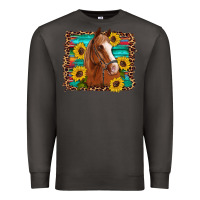 Smoke horse sunflowers turquoise wooden serape leopard Premium Sweatshirt - Artiststas