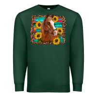 Sports Green horse sunflowers turquoise wooden serape leopard Premium Sweatshirt - Artiststas