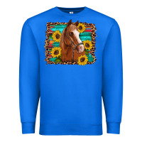 True Royal horse sunflowers turquoise wooden serape leopard Premium Sweatshirt - Artiststas
