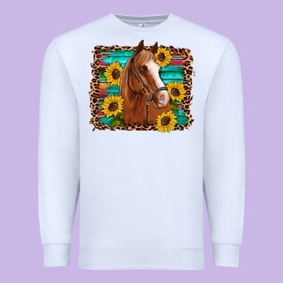 Horse Sunflowers Turquoise Wooden Serape Leopard Premium Sweatshirt Designed By Artiststas