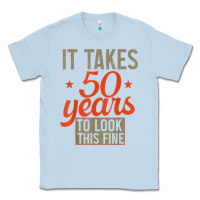 Dusty Blue 50 years old 50th birthday gifts for men and women Classic Tee - minhPixels
