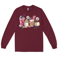 Burgundy Mama coffee cup mother's day Long Sleeve Tee - HowdyJamesFarm