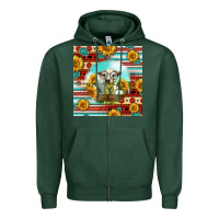 Sports Green Charolais Calf Gemstone Zipper Hoodie - LillyAllenDesigns