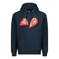 Navy strawberries Premium Hoodie - BundleAndBundleShop