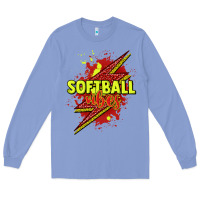 Colony Blue Softball vibes lightning bolt Long Sleeve Tee - HowdyJamesFarm