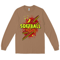 Toasted Coconut Softball vibes lightning bolt Long Sleeve Tee - HowdyJamesFarm
