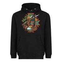 Bucking Bronco Aztec Shape Background Heavyweight Hoodie | Teevron