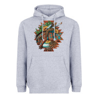 Heather Grey bucking bronco aztec shape background Heavyweight Hoodie - Artiststas