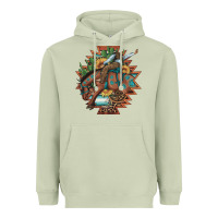 Matcha bucking bronco aztec shape background Heavyweight Hoodie - Artiststas