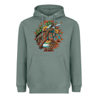 Sage bucking bronco aztec shape background Heavyweight Hoodie - Artiststas