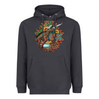 Smoke bucking bronco aztec shape background Heavyweight Hoodie - Artiststas