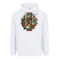 White bucking bronco aztec shape background Heavyweight Hoodie - Artiststas