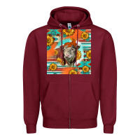 Burgundy Hereford Bull Zipper Hoodie - LillyAllenDesigns