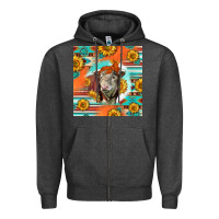Charcoal Heather Hereford Bull Zipper Hoodie - LillyAllenDesigns