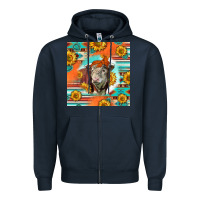 Navy Hereford Bull Zipper Hoodie - LillyAllenDesigns