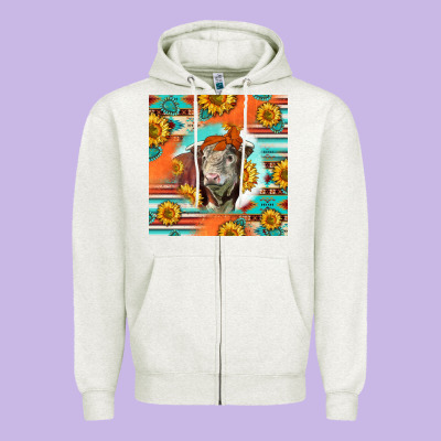 Hereford Bull Zipper Hoodie Designed By Lillyallendesigns