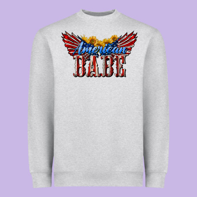 American Babe With Sunflowers Heavyweight Sweatshirt Designed By Lillyallendesigns