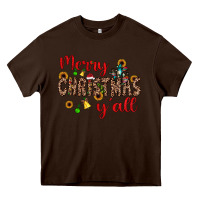 Chocolate Brown merry christmas y'all Heavy Core Tee - JahusDesignShop