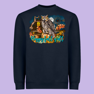 Happy Fall Y'all Owl Heavyweight Sweatshirt Designed By Lillyallendesigns