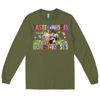 Army Green Easter wishes and bunny kisses Easter gnomies  Eas Long Sleeve Tee - CowGirlArtShop