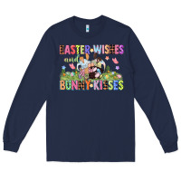 Navy Easter wishes and bunny kisses Easter gnomies  Eas Long Sleeve Tee - CowGirlArtShop
