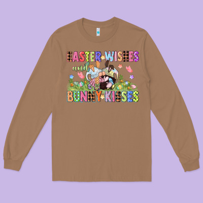 Easter Wishes And Bunny Kisses Easter Gnomies  Eas Long Sleeve Tee Designed By Cowgirlartshop