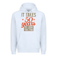 White 50 years old 50th birthday gifts for men and women Premium Hoodie - minhPixels