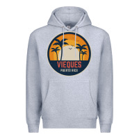 Heather Grey Vieques Puerto Rico Premium Hoodie - minhPixels