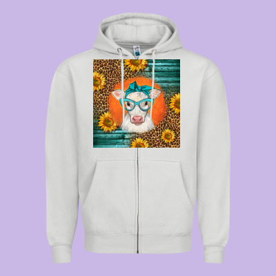 Charolais Cow Zipper Hoodie Designed By Lillyallendesigns