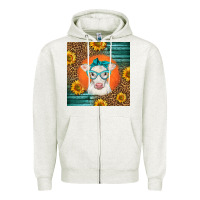 Oatmeal Heather charolais cow Zipper Hoodie - LillyAllenDesigns