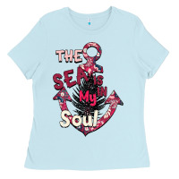 Baby Blue Summer decor The sea is in my Soul Ladies Tee - Bettercallsaul