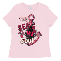 Bubblegum Pink Summer decor The sea is in my Soul Ladies Tee - Bettercallsaul
