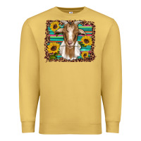 Antique Gold goat daisy sunflowers leopard serape glitter Premium Sweatshirt - Artiststas