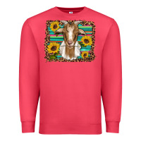 Cardinal goat daisy sunflowers leopard serape glitter Premium Sweatshirt - Artiststas