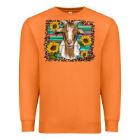 Goat Daisy Sunflowers Leopard Serape Glitter Premium Sweatshirt | Teevron