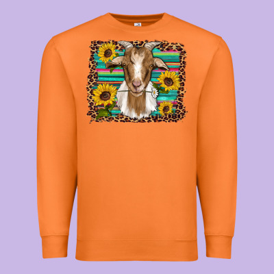 Goat Daisy Sunflowers Leopard Serape Glitter Premium Sweatshirt Designed By Artiststas