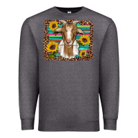 Charcoal Heather goat daisy sunflowers leopard serape glitter Premium Sweatshirt - Artiststas
