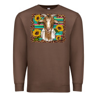 Chestnut goat daisy sunflowers leopard serape glitter Premium Sweatshirt - Artiststas