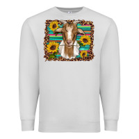 Dove Grey goat daisy sunflowers leopard serape glitter Premium Sweatshirt - Artiststas