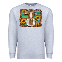 Heather Grey goat daisy sunflowers leopard serape glitter Premium Sweatshirt - Artiststas