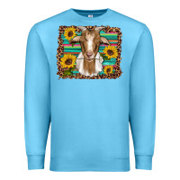 Ocean Blue goat daisy sunflowers leopard serape glitter Premium Sweatshirt - Artiststas