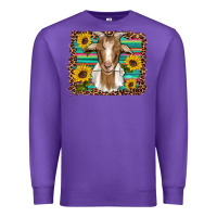 Purple goat daisy sunflowers leopard serape glitter Premium Sweatshirt - Artiststas