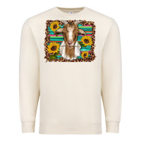 Sandshell goat daisy sunflowers leopard serape glitter Premium Sweatshirt - Artiststas